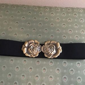 Black belt with gold rose accent